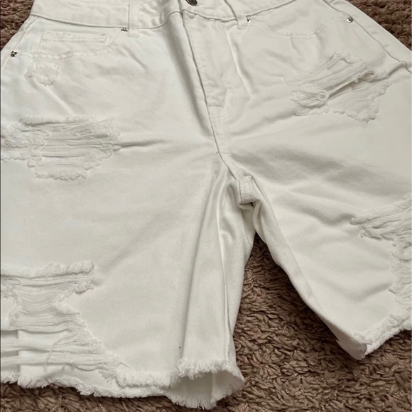 White Distressed Denim Shorts - Picture 8 of 11